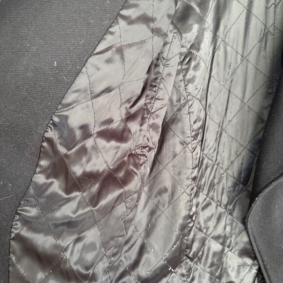 Vince Fur Collar Wool Coat M Black Leather Glam Capsule Minimalist Old Money - Picture 8 of 12